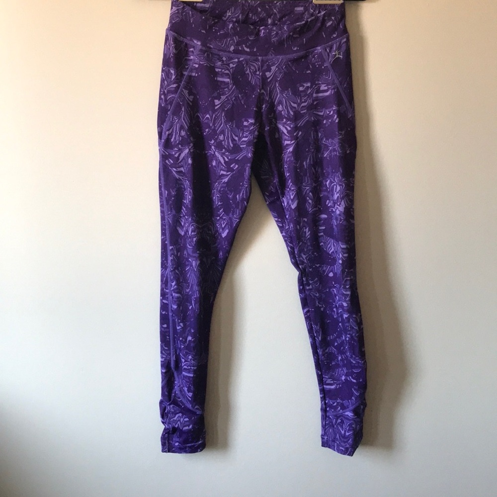 Purple Workout Leggings with an Abstract Design